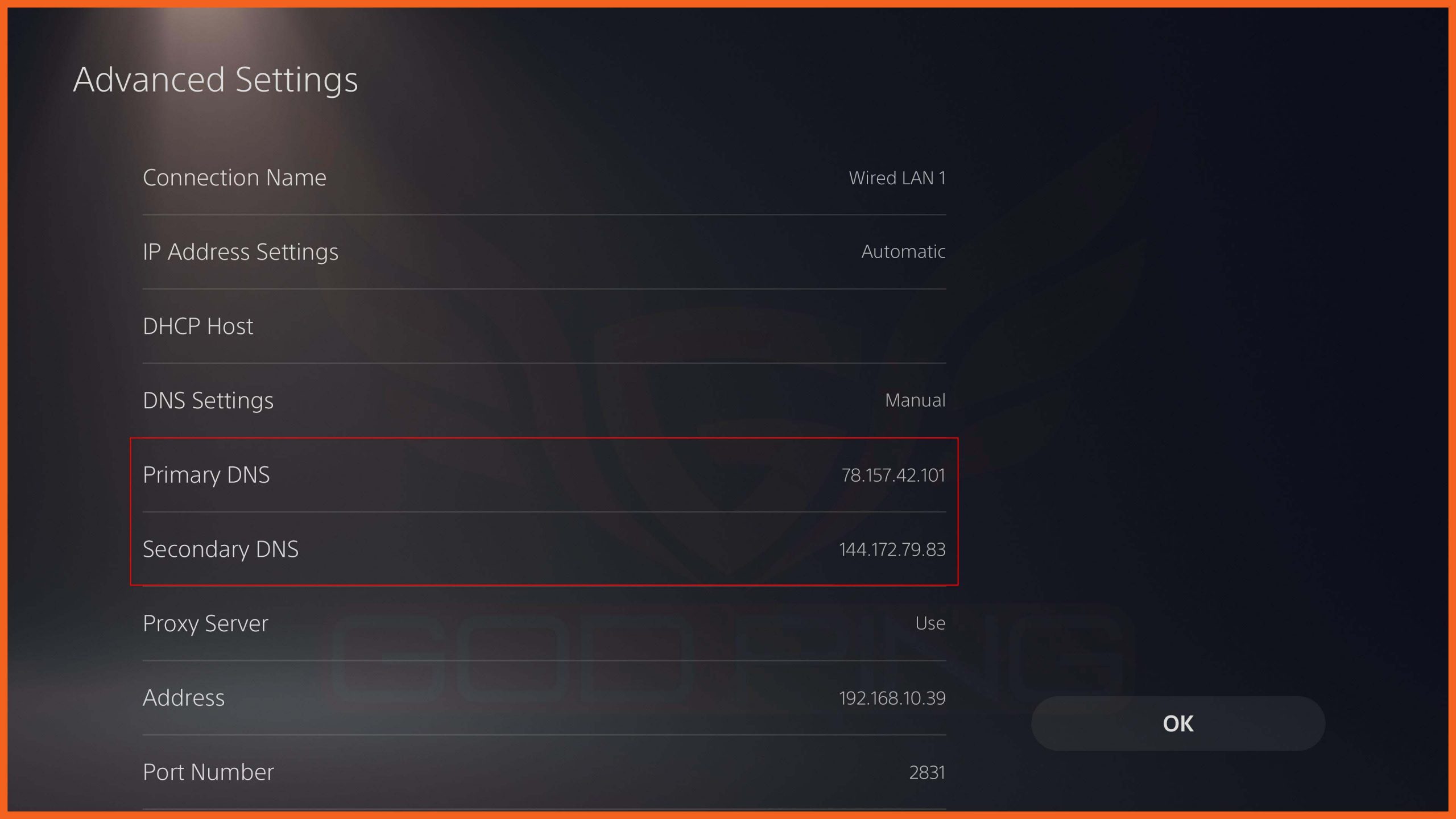 تغییر dns در کنسول