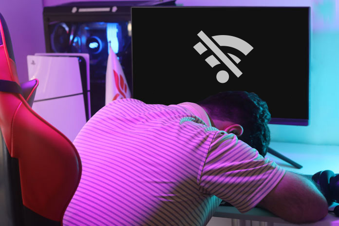 نمایی از گیمر ناراحت از قطعی اینترنت